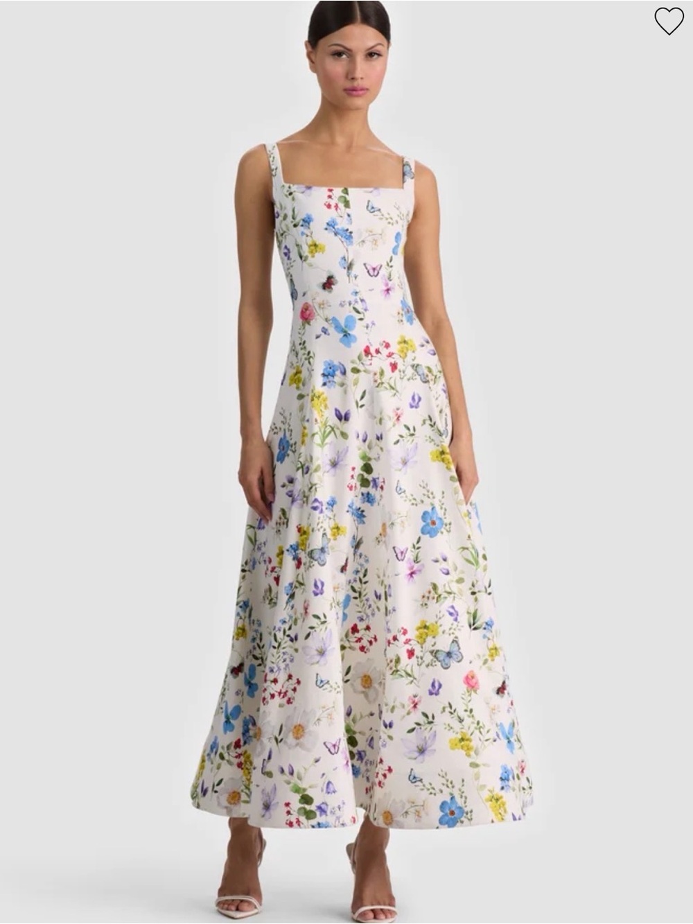 Alice + Olivia Cream Square-Neck Maxi Dress with Multicolor Floral Print - Picture 1 of 4